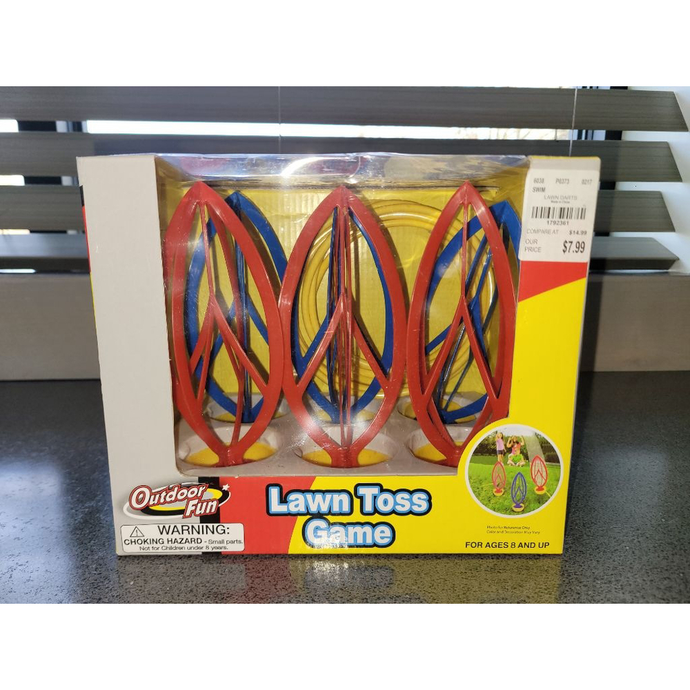 Outdoor Fun Lawn Toss Game Ring Toss Set Red Blue Complete Ages 8+